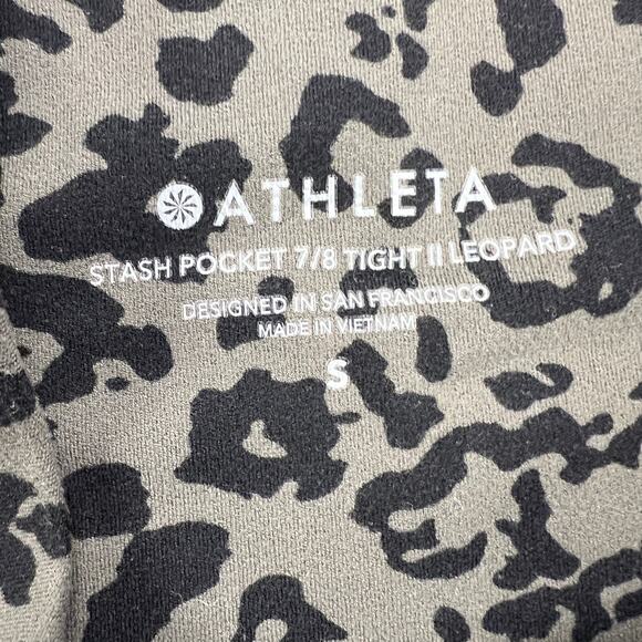 Athleta Stash Pocket 7/8 Tight II Leopard Print Leggings Gray Black Size S - Picture 3 of 10